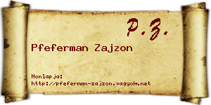 Pfeferman Zajzon névjegykártya